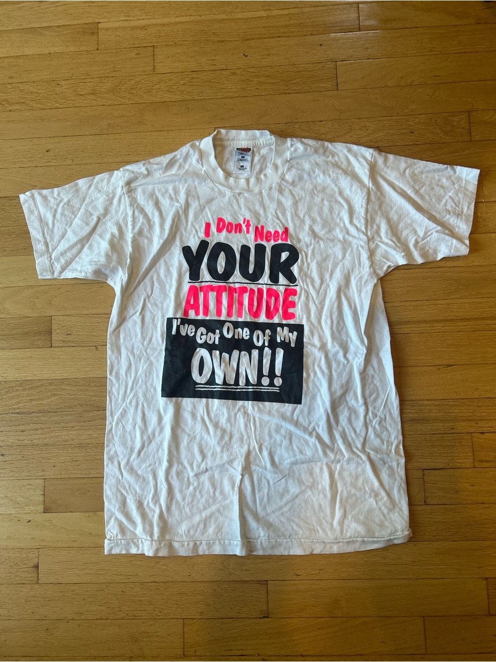 White Graphic Tee with Hot Pink & Black Slogan